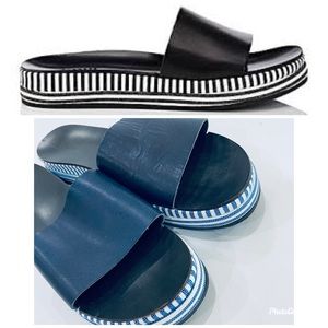 Barney’s New York Crisscross Navy Slip On Sandals